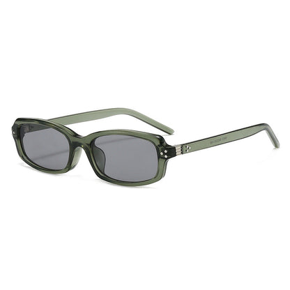 Rectangle Frame Sunglasses with Studs Trendy Casual UV400 Protection