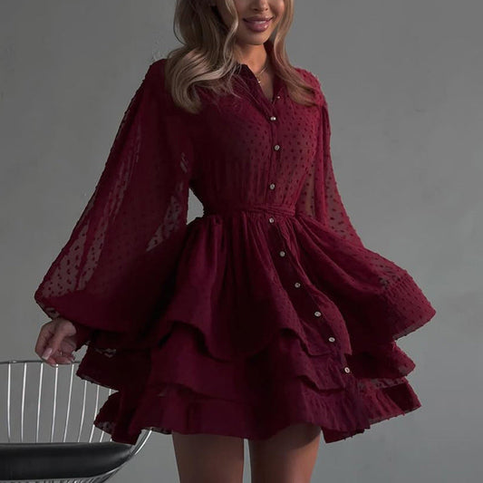 French Style Short A-Line Dress With Collar