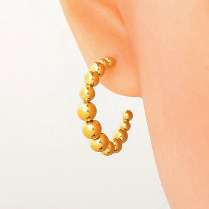 Fashionable Titanium Steel Heart Shaped Earrings with 18K Gold Plating