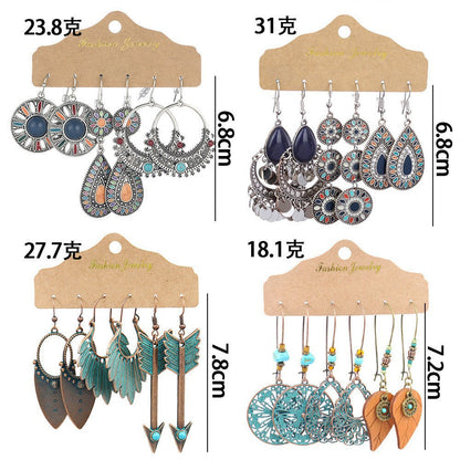 Boho Vintage Minimalist Hollow Drop Earrings Set