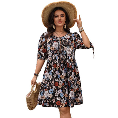 Plus Size Floral Print Casual Dress