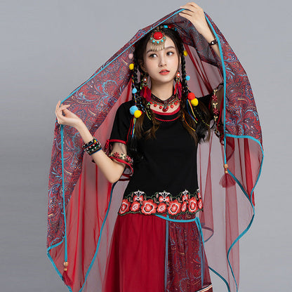 Original Spring And Summer New Ethnic Style Vintage Print, Mesh Tassel Versatile Scarf, Multifunctional Shawl
