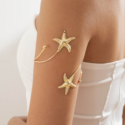 Floral Open Arm Cuff Bracelet Geometric Punk Style Beach Party Jewelry