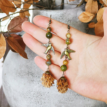 Handmade Vintage-Inspired Earrings with Natural Stone