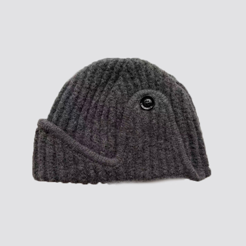 Plain Color Wool Blend Knitted Beanie Hat for Women