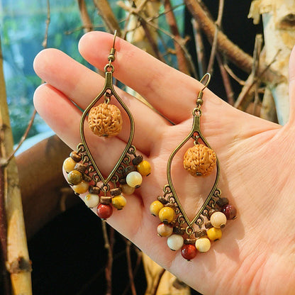 Vintage Chinese Style Tassel Beaded Earrings