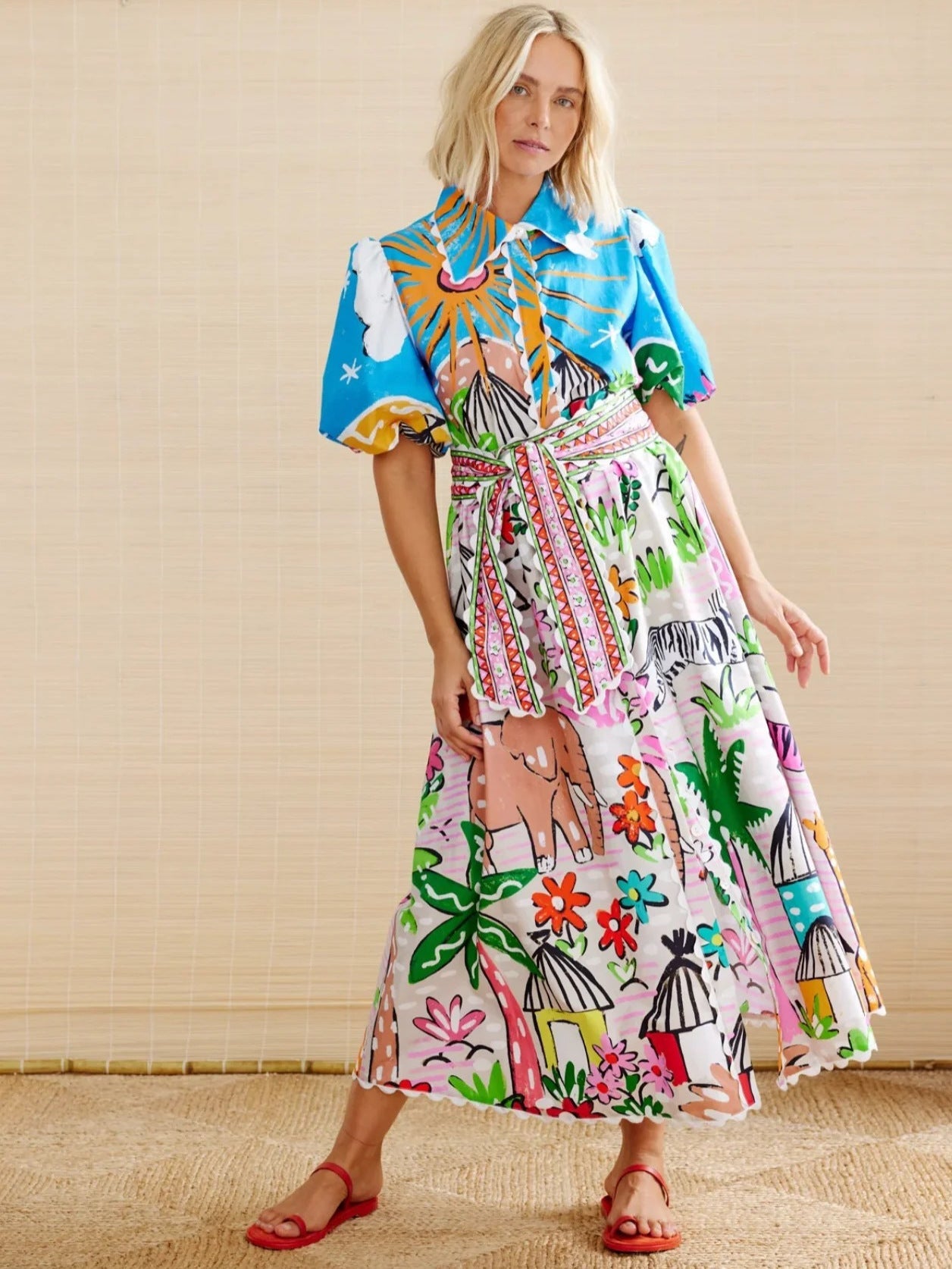 Linen Floral Print Shirt Dress with Casual Elegance