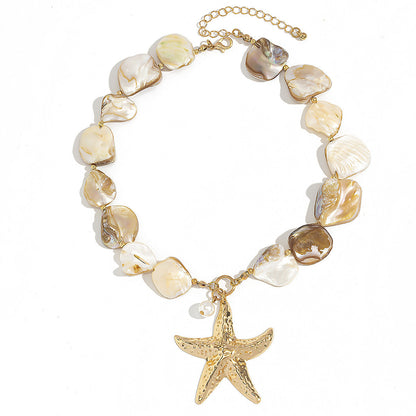 Starfish Shell Pendant Necklace For Women