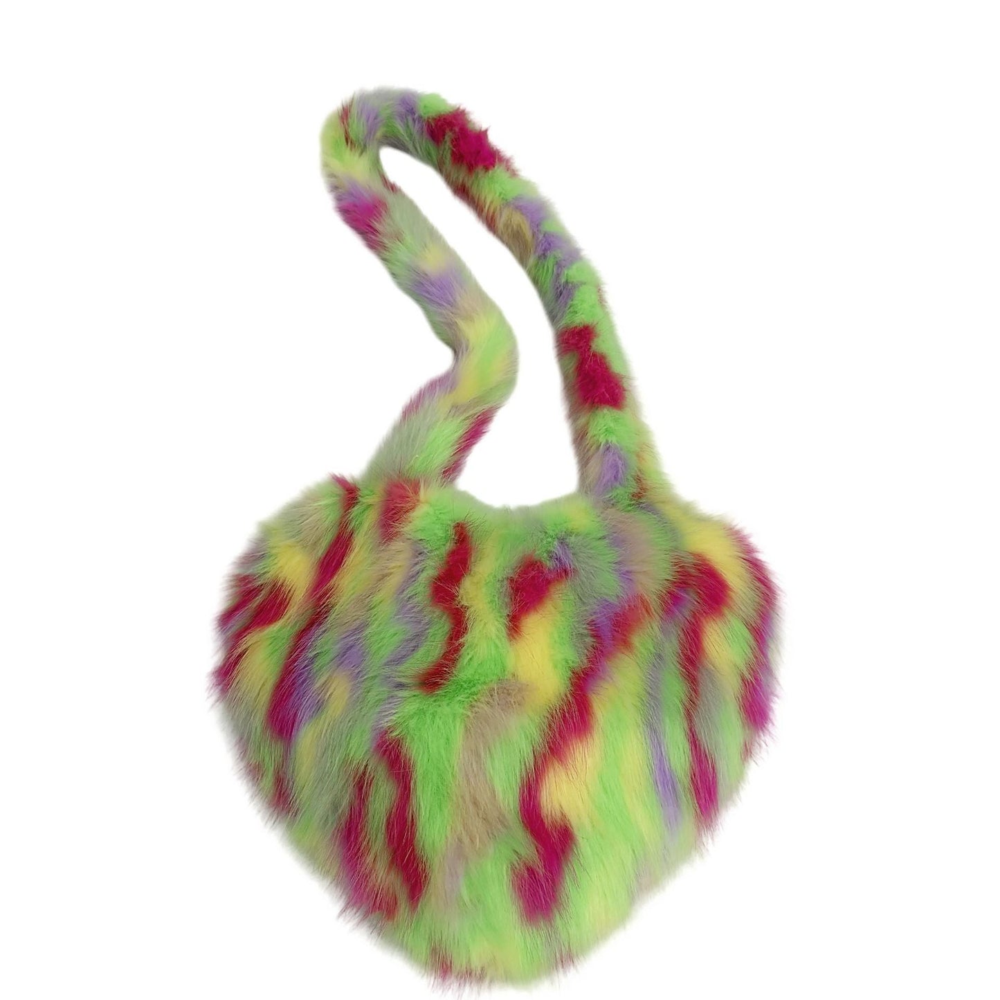 Heart Fluffy Faux Fox Fur Shoulder Bag
