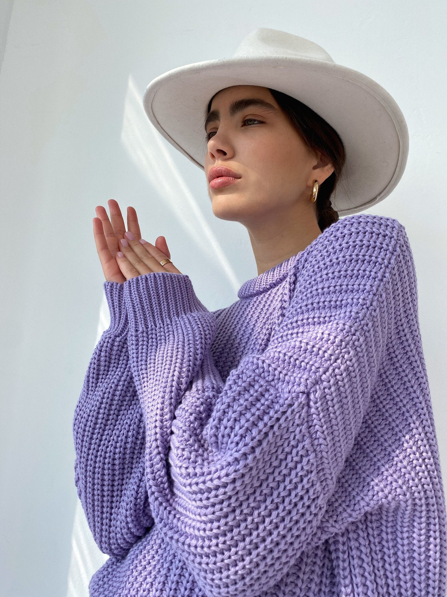 Women'S Sweater Loose Candy Color Round Neck Sweater