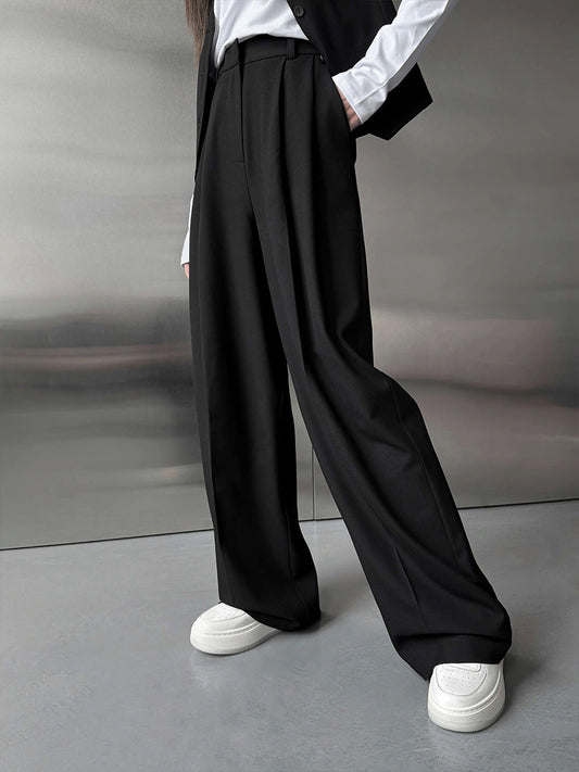 Wide Leg Trousers Elegant Casual Polyester Pants