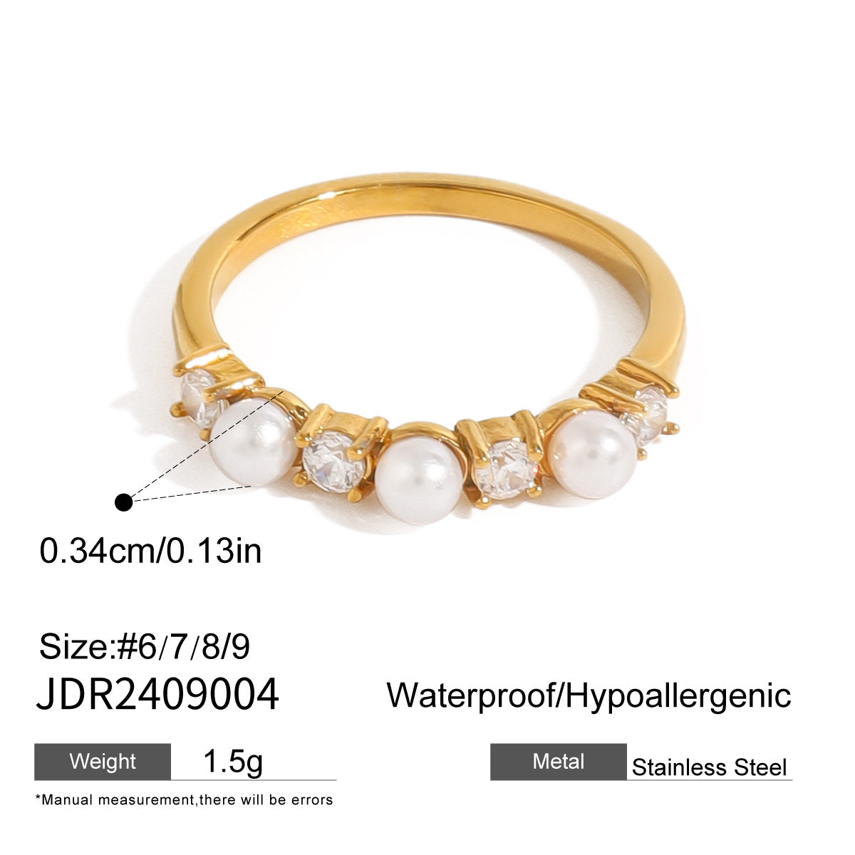 Pearl Zircon Layered Single Ring
