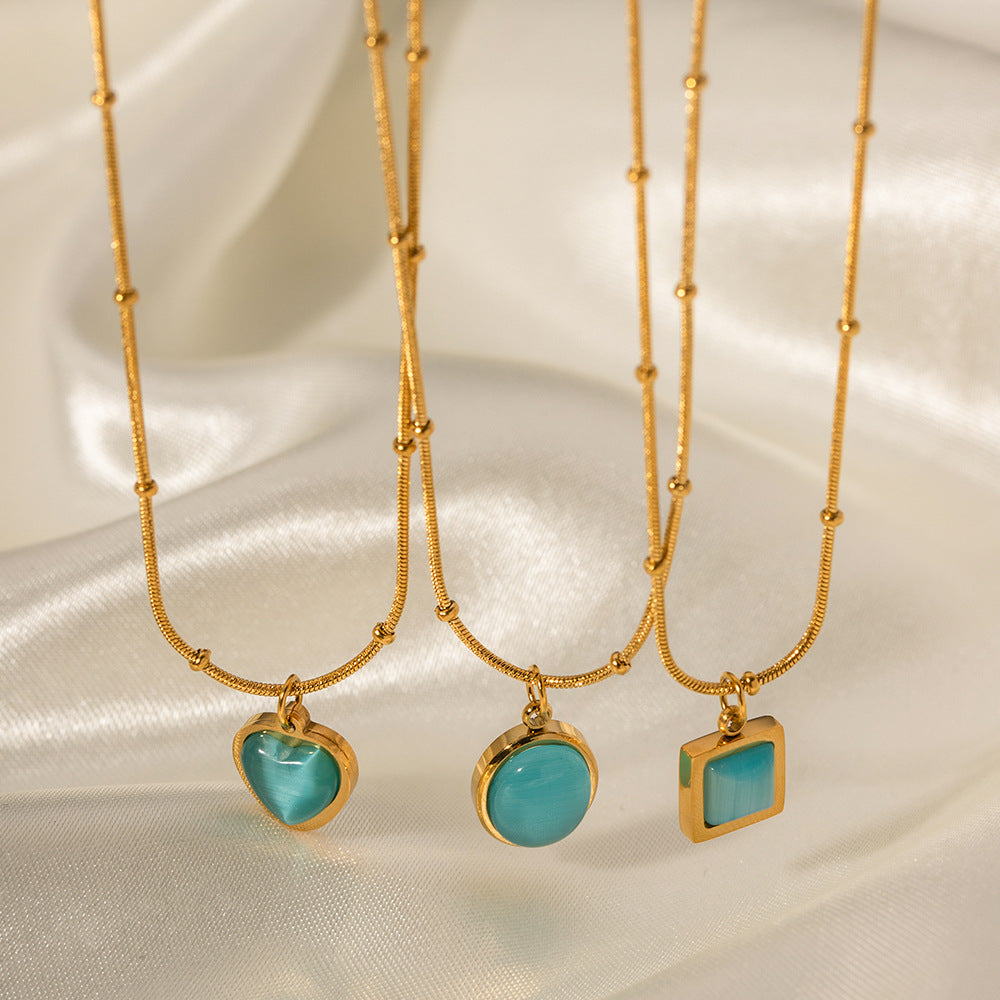 Blue Gemstone Square Necklace
