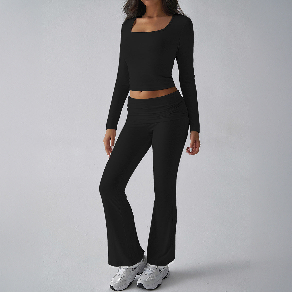 Casual Knit Long Sleeve Top and Pants Set