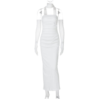 Elegant Strapless Gown with Sheer Sleeves