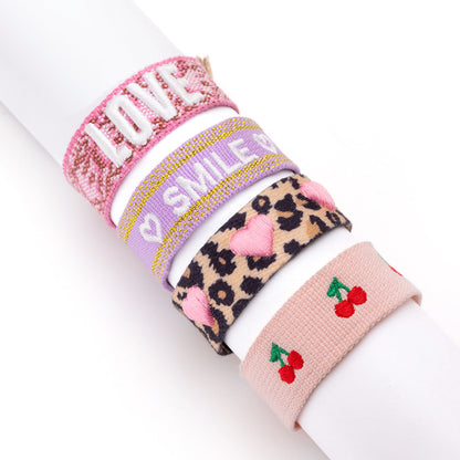 Cute Letter Print Braided Tassel Bracelet