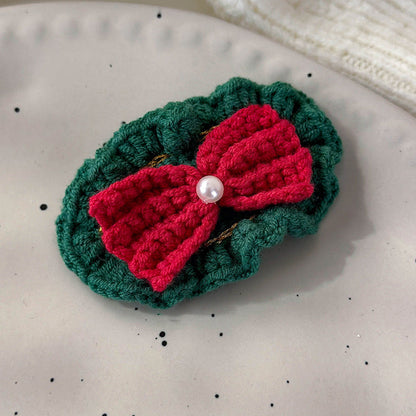 Sweet Hand Knitted Christmas Tree Hair Clip