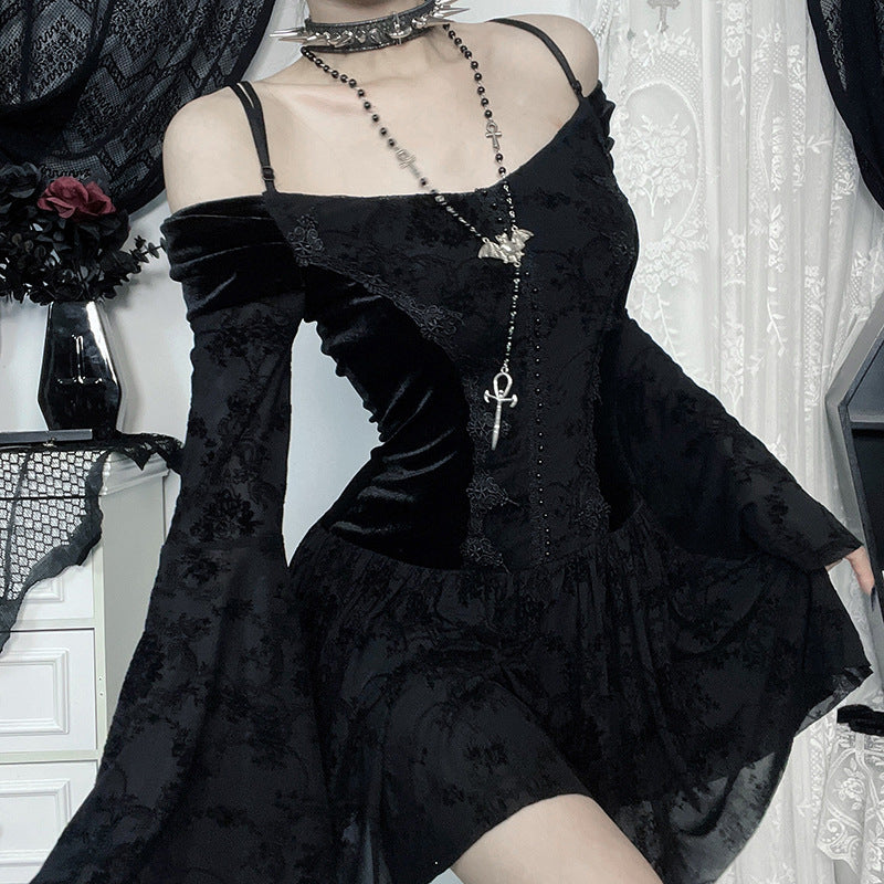 Off-Shoulder Velvet Bodycon Dress Elegant Chic Style
