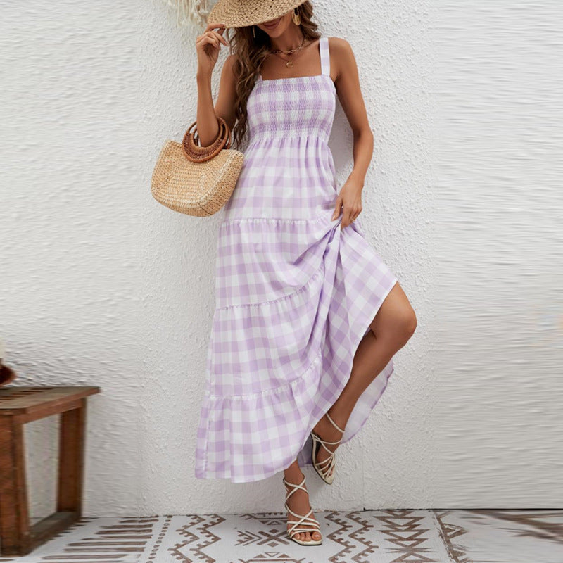 Color Block Striped Simple Spaghetti Dress