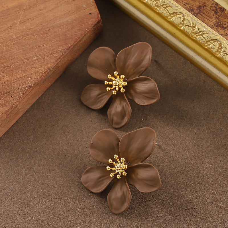 18K Gold Plated Fashion Klein Blue Floral Stud Earrings