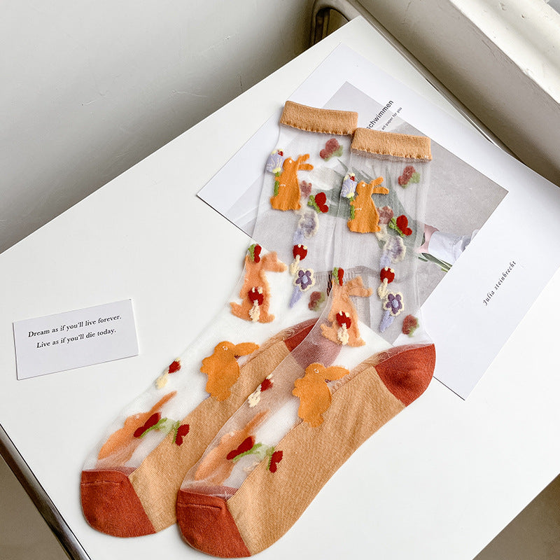 Rufia - Garden Party Pattern Sheer Socks