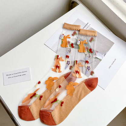 Rufia - Garden Party Pattern Sheer Socks
