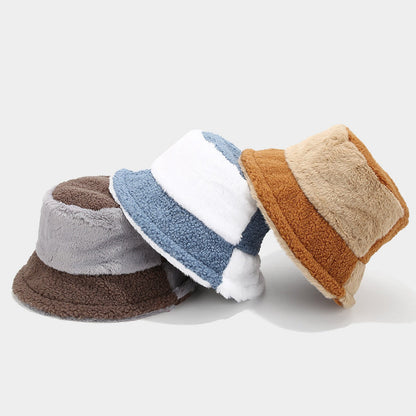 Trendy Color Block Thermal Wool Bucket Hat