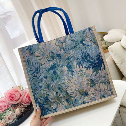 Embroidered Linen Tote Bag Stylish Casual Bag