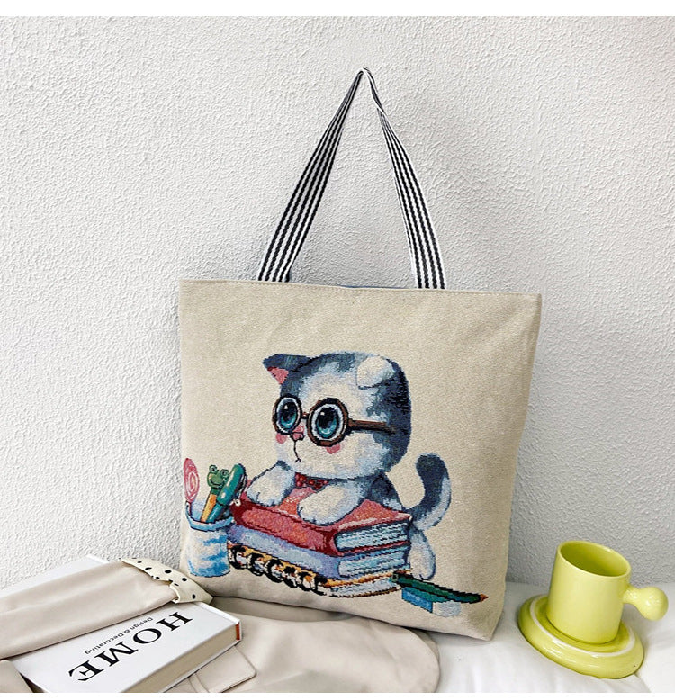 Ethnic Vintage Embroidered Canvas Tote Bag for Women