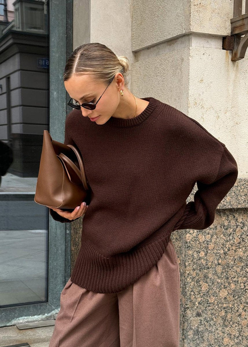 Oversized Knit Sweater Soft Gray Minimalist