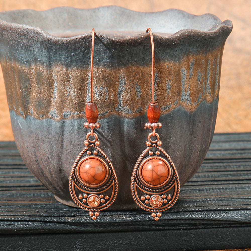 Retro Geometric Tassel Earrings Vintage Style for Women