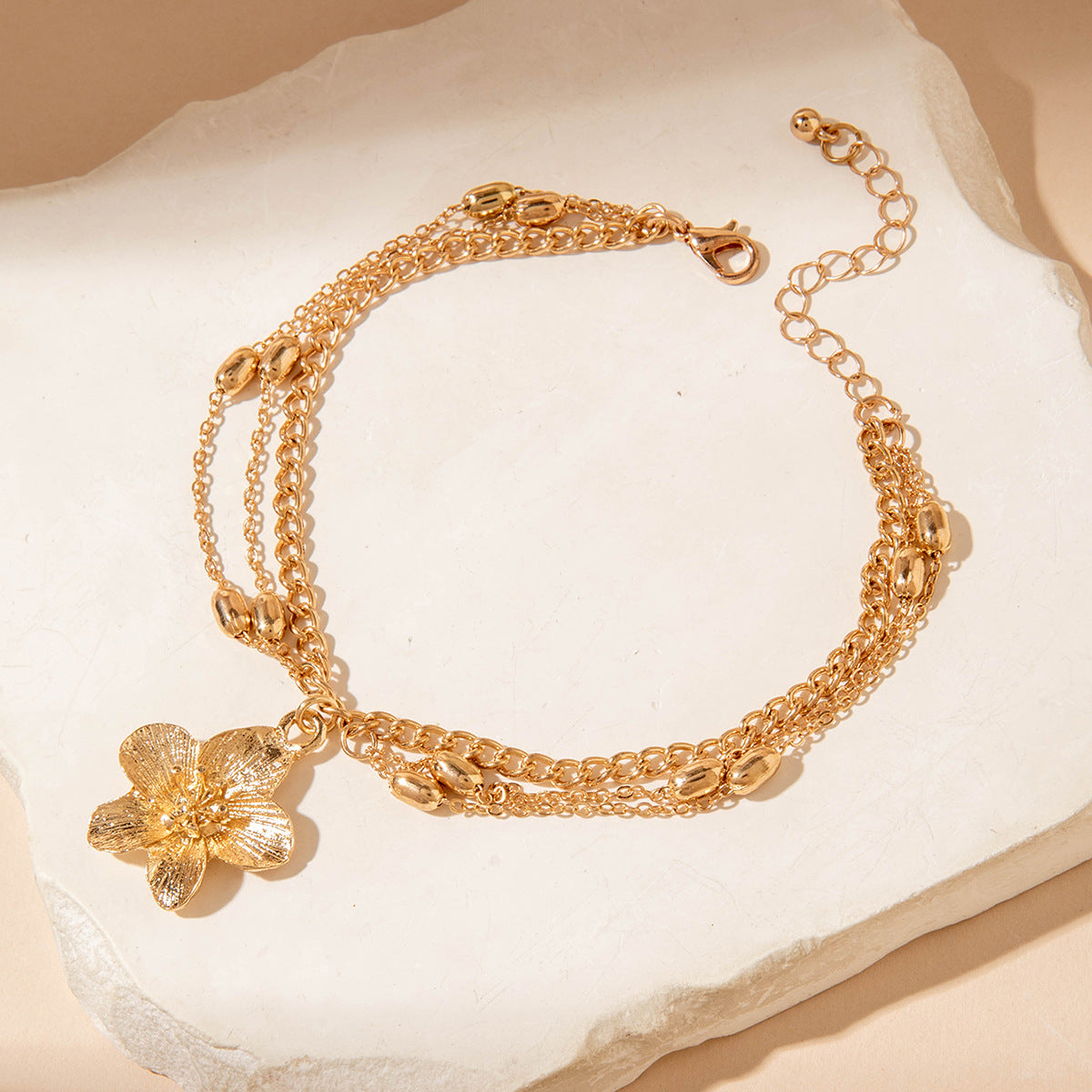 Floral Alloy Textured Ankle Chain Jewelry For Women