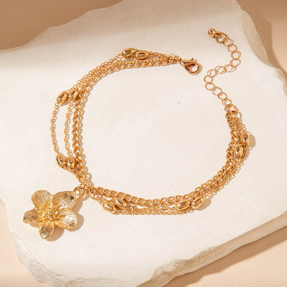 Floral Alloy Textured Ankle Chain Jewelry For Women