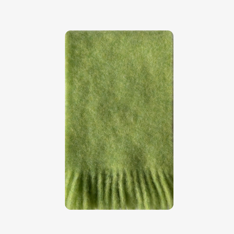 Winter Solid Color Thick Tassel Wool Scarf