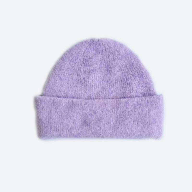 Solid Color Wool Blend Knit Beanie for Women