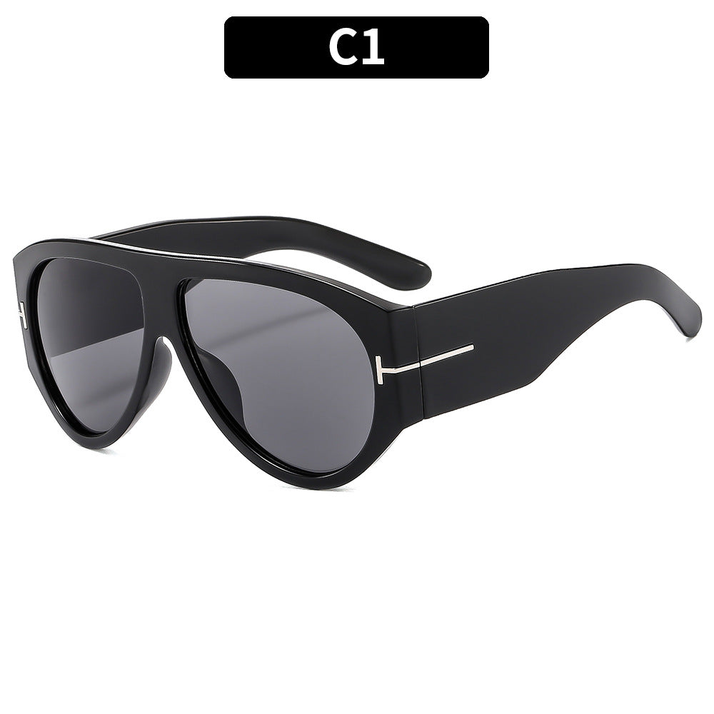 Fashion T-Shaped Oval Sunglasses UV400 Protection Trendy Shades