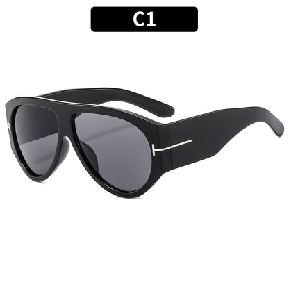 Fashion T-Shaped Oval Sunglasses UV400 Protection Trendy Shades