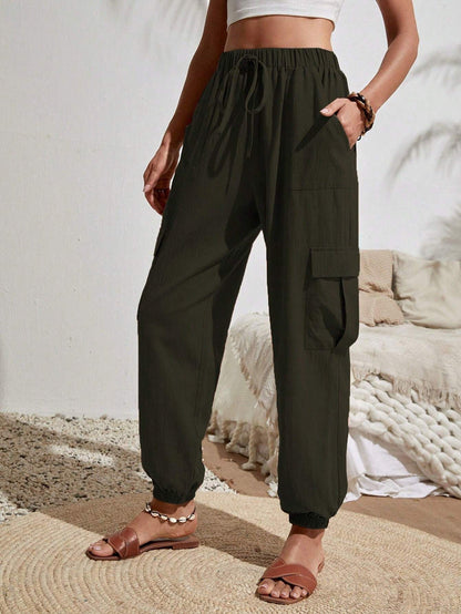 Women'S Spring And Summer New Versatile Solid Color Pocket Casual Cargo Women'S Pants