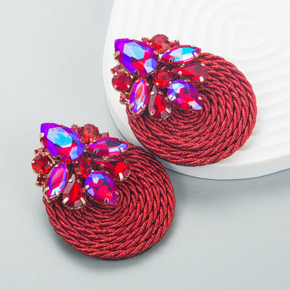 Geometric Rhinestone Glass Earrings Trendy Ins Style