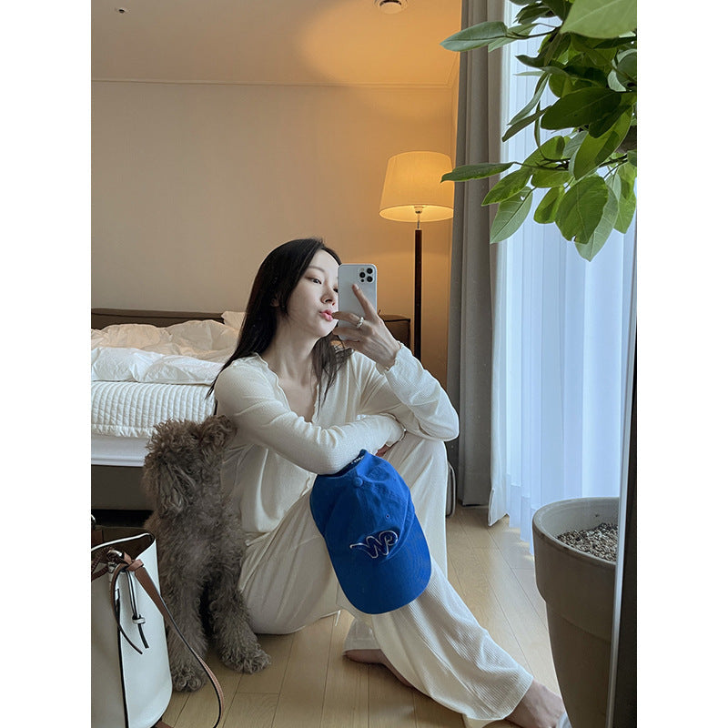 Casual Solid Color Pajama Set for Women