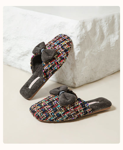 Trendy Bow Knot Thicken Plush Indoor Slippers