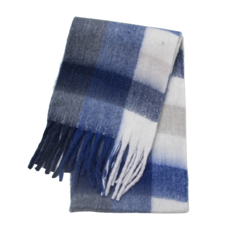 Contrast Color Plaid Tassel Scarves