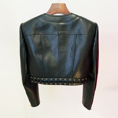 PU Leather Fitted Short Jacket
