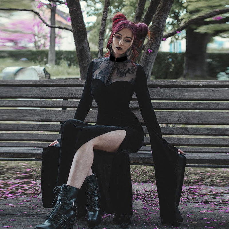 Elegant Black Lace Witch Costume Dress