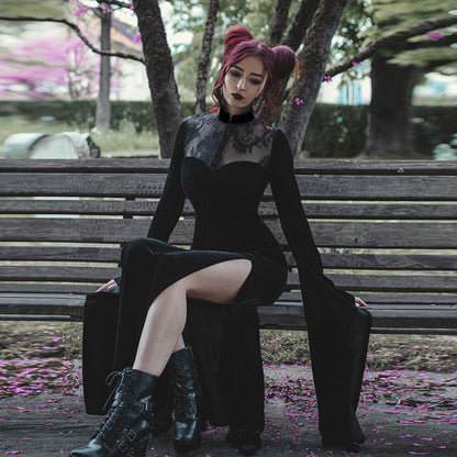 Elegant Black Lace Witch Costume Dress