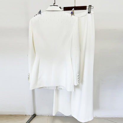 Butterfly Beaded Suit Set with Long Pants