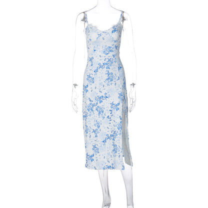 Floral Print Maxi Dress Sleeveless A-Line Casual Dress