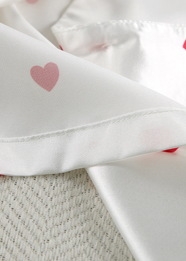 Satin Heart Pajama Set Two Piece Sleepwear