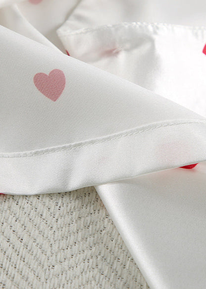 Satin Heart Pajama Set Two Piece Sleepwear