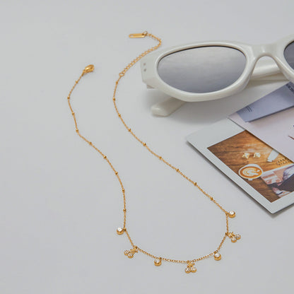 Gold Cherry Charm Zircon Choker Necklace